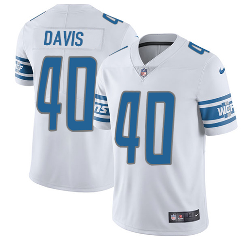 2019 Men Detroit Lions #40 Davis white Nike Vapor Untouchable Limited NFL Jersey